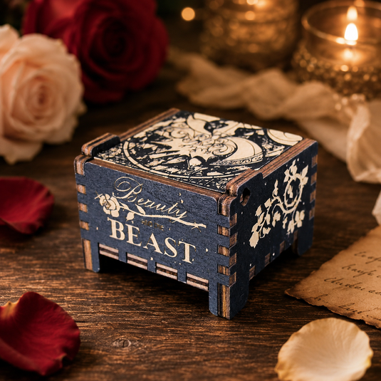 Beauty and the Beast Enchantress Wind-Up Wooden Music Box