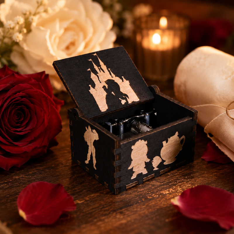 Load image into Gallery viewer, Beauty and the Beast "Tale As Old As Time" Manual Crank Music Box
