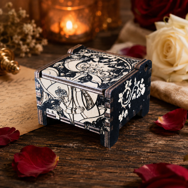 Load image into Gallery viewer, Beauty and the Beast Enchantress Wind-Up Wooden Music Box
