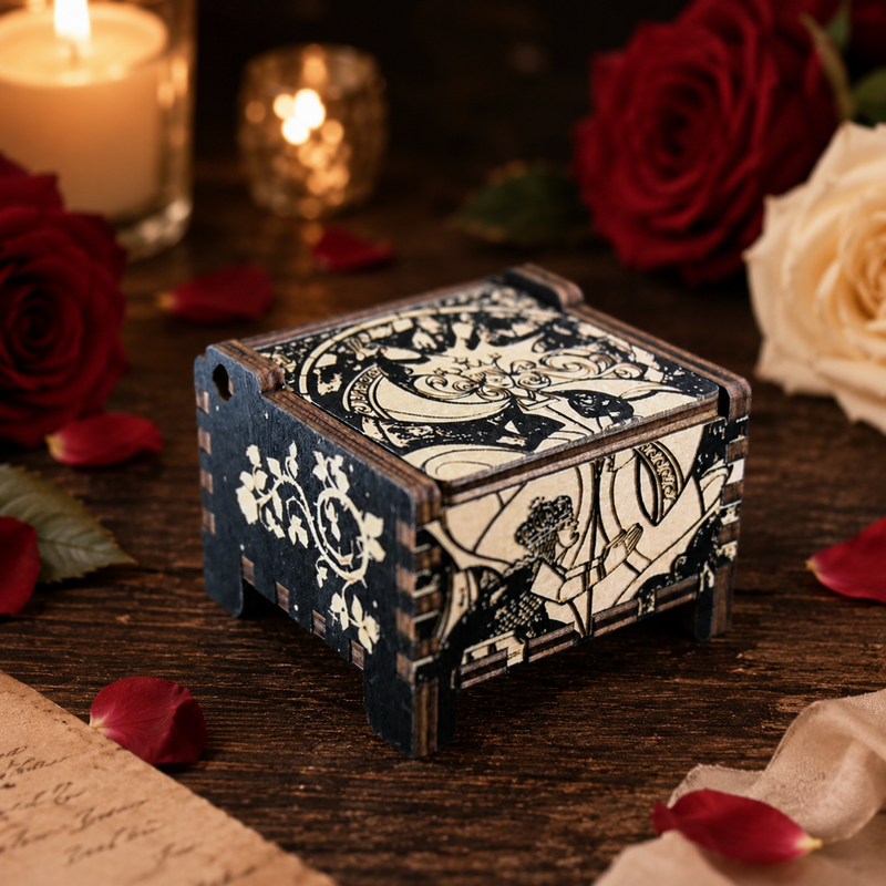 Load image into Gallery viewer, Beauty and the Beast Enchantress Wind-Up Wooden Music Box
