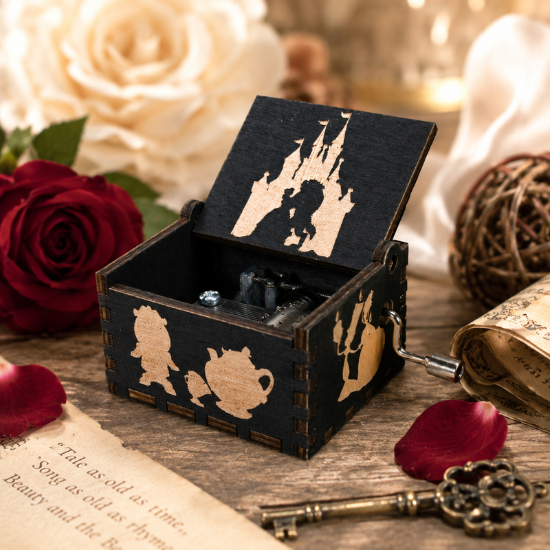 Load image into Gallery viewer, Beauty and the Beast "Tale As Old As Time" Manual Crank Music Box
