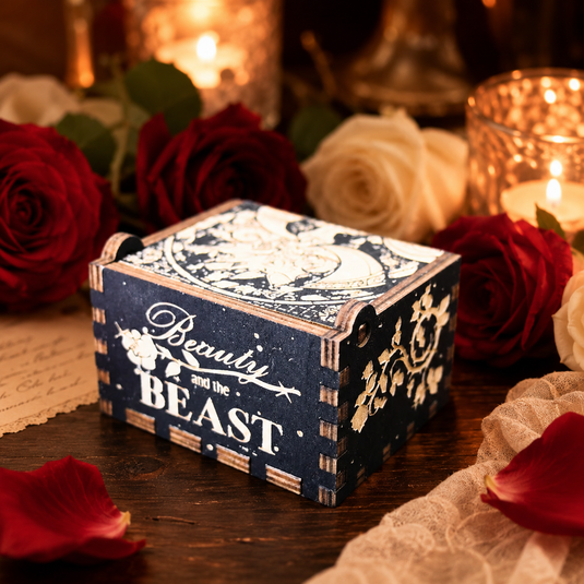 Beauty and the Beast Enchantress Tale as Old as Time Manual Wooden Music Box