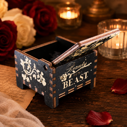 Beauty and the Beast Enchantress Wind-Up Wooden Music Box