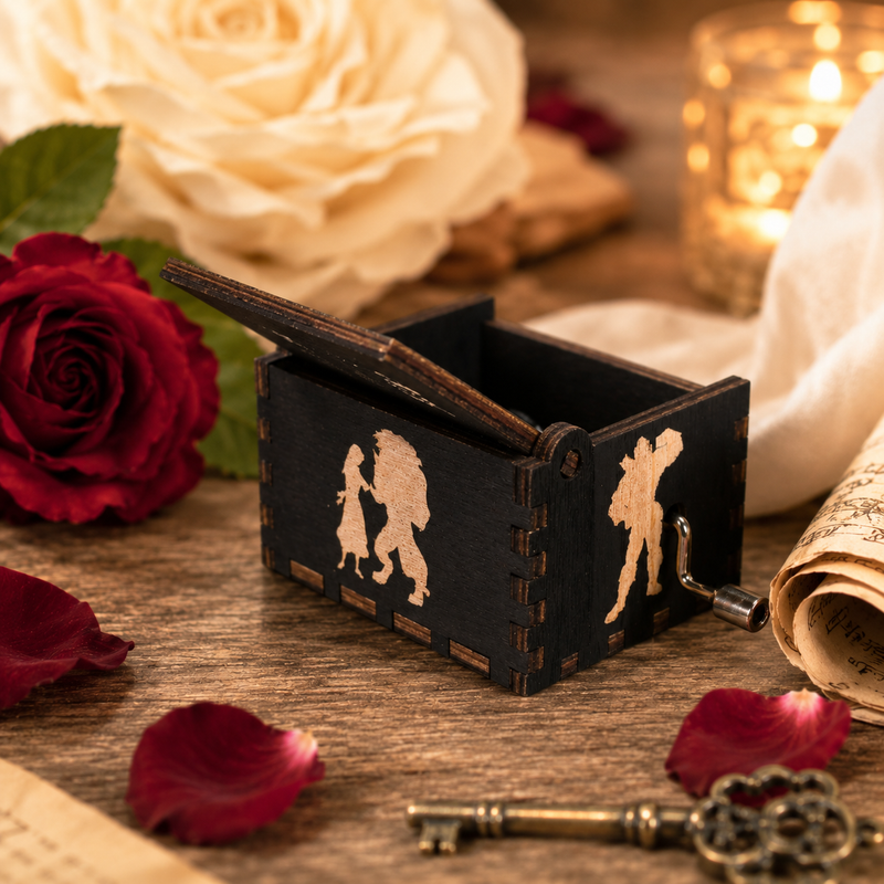 Load image into Gallery viewer, Beauty and the Beast "Tale As Old As Time" Manual Crank Music Box
