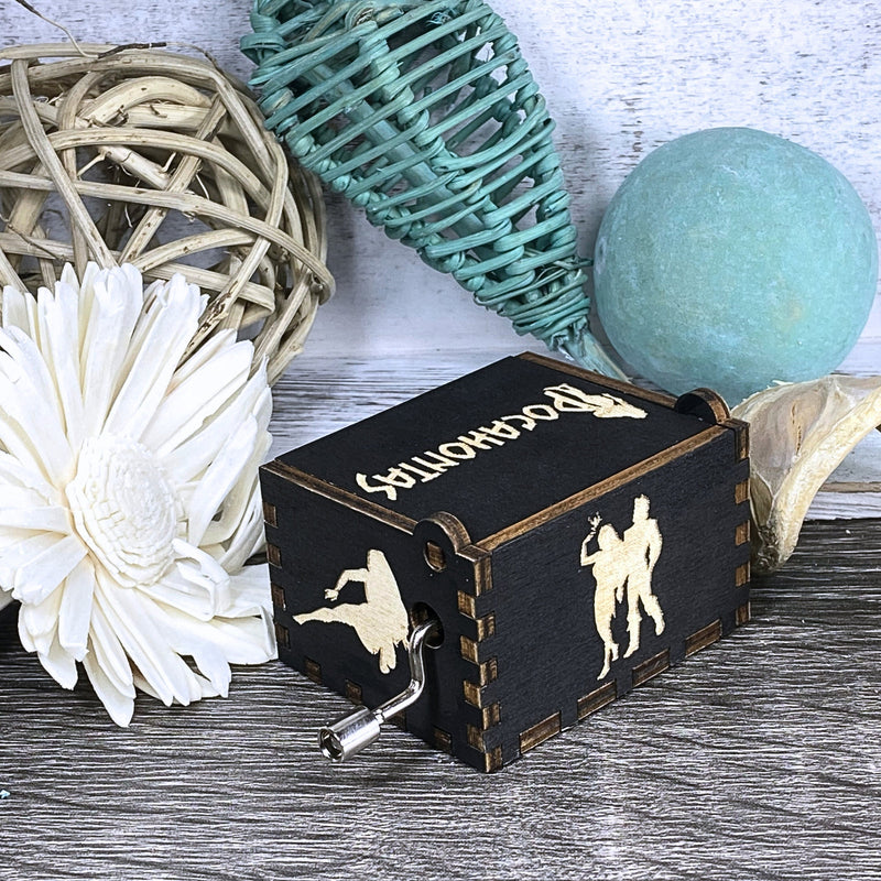 Load image into Gallery viewer, POCAHONTAS Music Box Manual Crank Wood Engrave Colors of the Wind Handmade Unique Keepsake Gift Idea Birthday Wedding Anniversary Engagement
