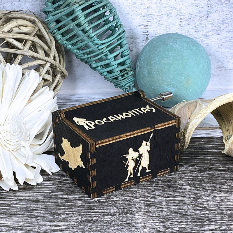 Load image into Gallery viewer, POCAHONTAS Music Box Manual Crank Wood Engrave Colors of the Wind Handmade Unique Keepsake Gift Idea Birthday Wedding Anniversary Engagement
