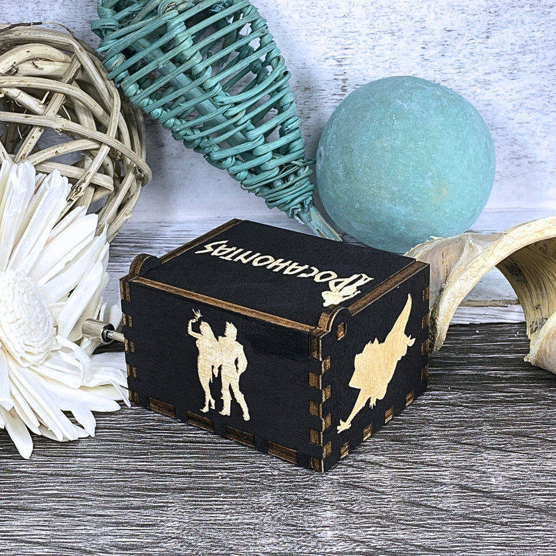 Load image into Gallery viewer, POCAHONTAS Music Box Manual Crank Wood Engrave Colors of the Wind Handmade Unique Keepsake Gift Idea Birthday Wedding Anniversary Engagement
