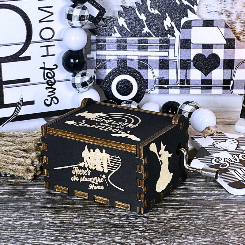 Load image into Gallery viewer, Somewhere Over the Rainbow Music Box Manual Crank Wood Custom Personalize Unique Keepsake Gift Idea Birthday Follow the Yellow Brick Road
