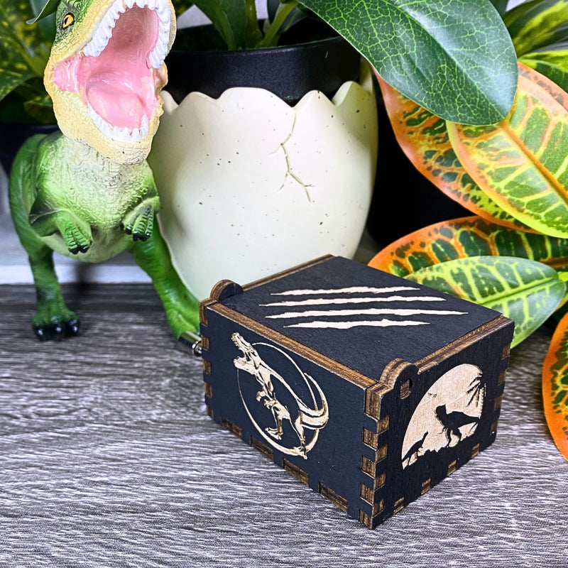 Load image into Gallery viewer, JURASSIC PARK Music Box Wood Manual Crank Engraved Personalize Custom Birthday Anniversary Unique Gift Engagement Gift Wedding Handmade V.1
