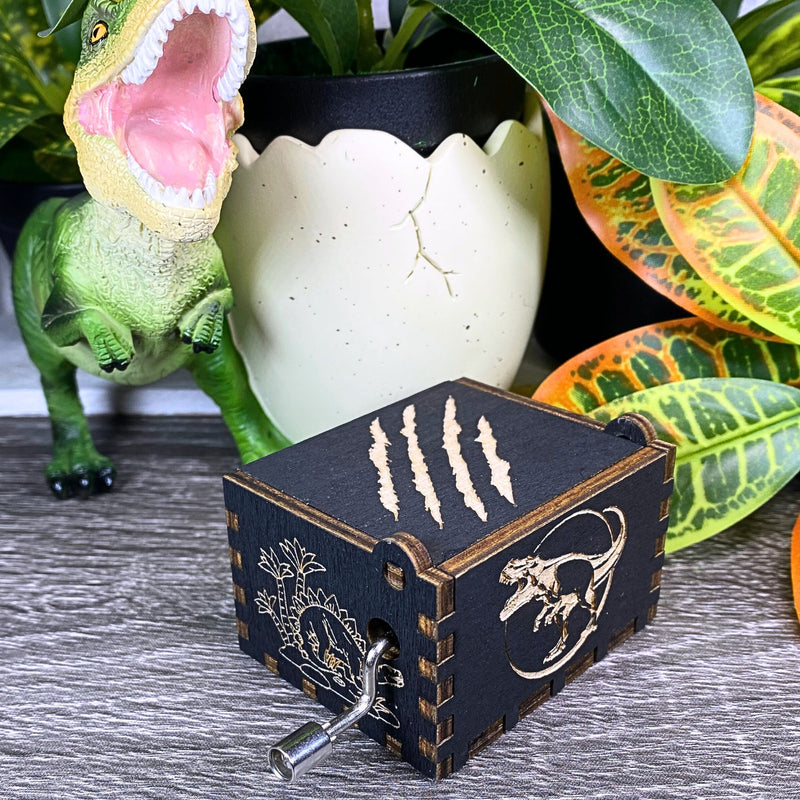 Load image into Gallery viewer, JURASSIC PARK Music Box Wood Manual Crank Engraved Personalize Custom Birthday Anniversary Unique Gift Engagement Gift Wedding Handmade V.1
