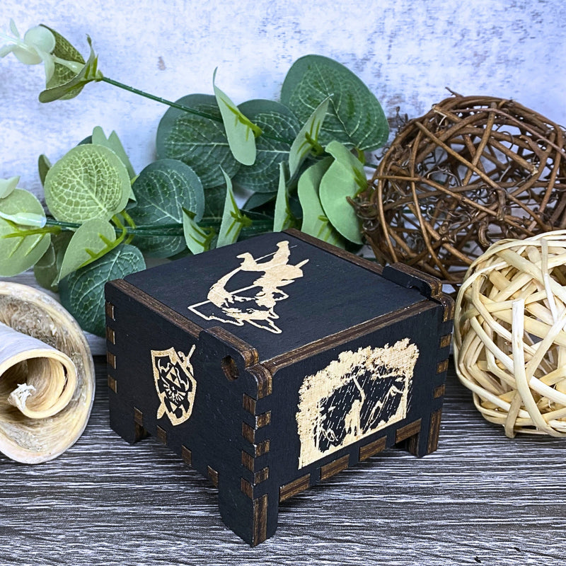 Load image into Gallery viewer, Are you looking for a one-of-a-kind gift for someone who adores Zelda? If so, you must check out the wooden music boxes at MarketPlacefad. These boxes are not just a source of melodious tunes but a work of art, handcrafted with attention to detail.

