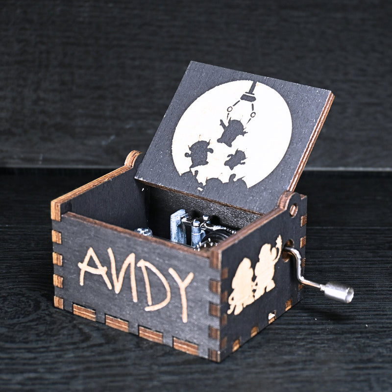 Load image into Gallery viewer, Toy Story Music Box Manual Crank Wood Custom Engraving Handmade Unique Keepsake Gift Wrapping Birthday You&#39;ve Got a FRIEND in Me Music Box
