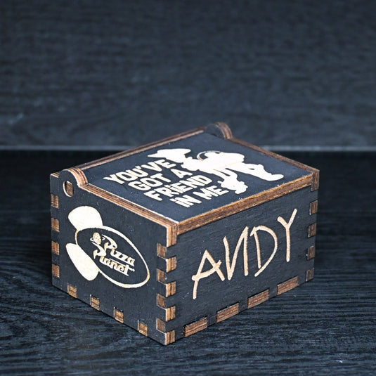 Toy Story Music Box Manual Crank Wood Custom Engraving Handmade Unique Keepsake Gift Wrapping Birthday You've Got a FRIEND in Me Music Box