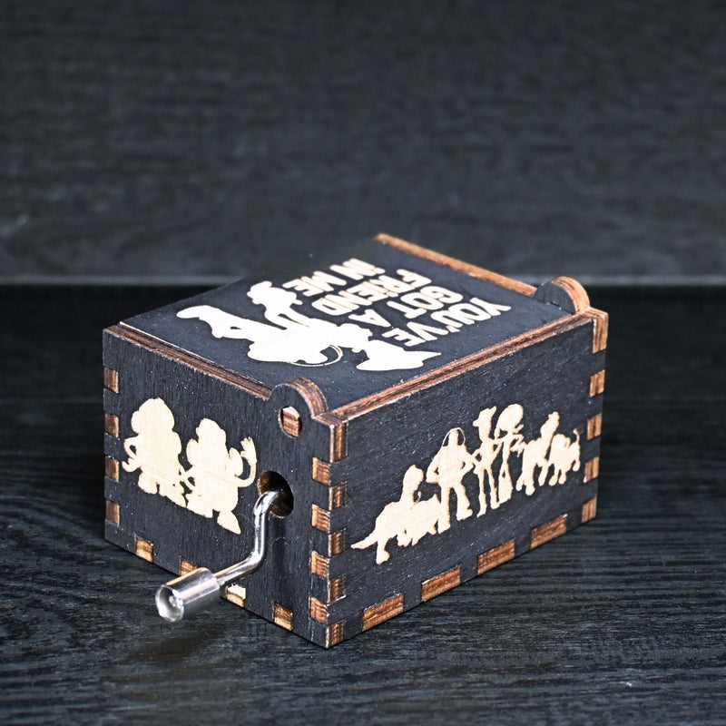 Load image into Gallery viewer, Toy Story Music Box Manual Crank Wood Custom Engraving Handmade Unique Keepsake Gift Wrapping Birthday You&#39;ve Got a FRIEND in Me Music Box
