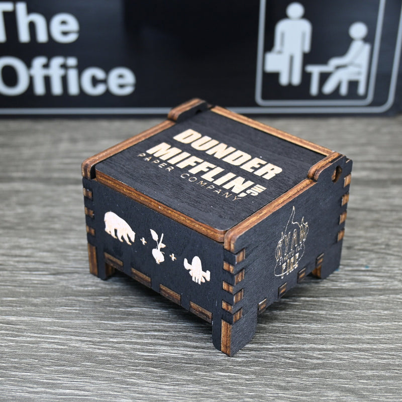 Load image into Gallery viewer, The Office Music Box Wooden Wind-Up Automatic TV Show Dunder Mifflin Michael Scott Dwight Personal Auto Funny Gift That&#39;s What She Said
