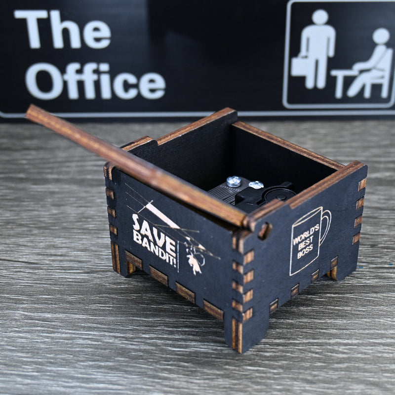 Load image into Gallery viewer, The Office Music Box Wooden Wind-Up Automatic TV Show Dunder Mifflin Michael Scott Dwight Personal Auto Funny Gift That&#39;s What She Said
