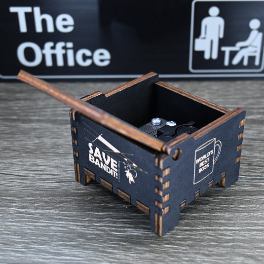 The Office Music Box Wooden Wind-Up Automatic TV Show Dunder Mifflin Michael Scott Dwight Personal Auto Funny Gift That's What She Said