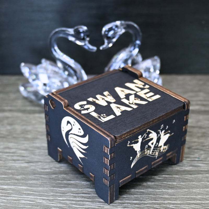 Load image into Gallery viewer, Swan Lake Music Box Wind-Up Automatic Wooden Engraved Custom Personalize Keepsake Gift Birthday Wedding Anniversary Auto Ballet Swan Queen
