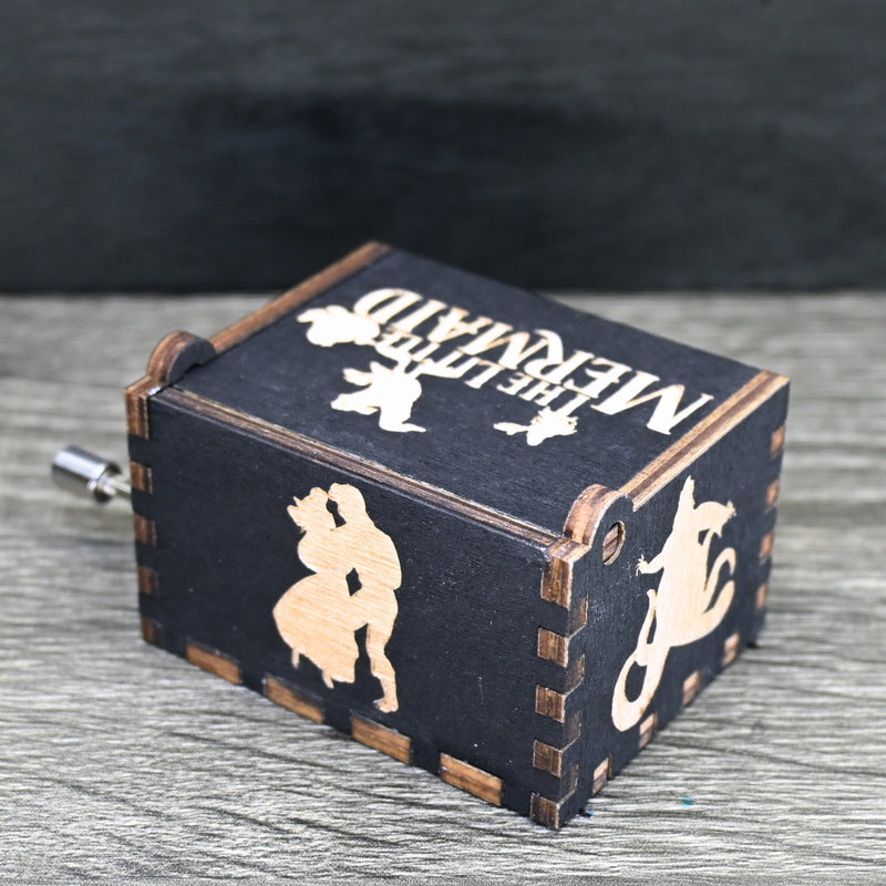 Load image into Gallery viewer, Little Mermaid Music Box UNDER THE SEA Music Box Manual Crank Wood Custom Handmade Unique Keepsake Gift Birthday Wedding Anniversary Ariel
