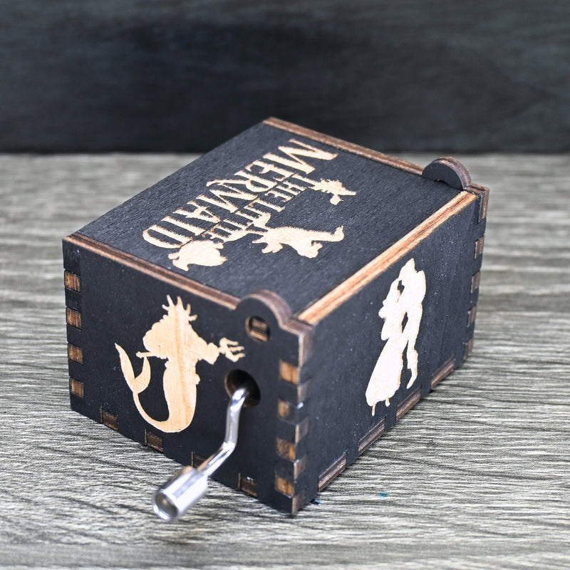 Load image into Gallery viewer, Little Mermaid Music Box UNDER THE SEA Music Box Manual Crank Wood Custom Handmade Unique Keepsake Gift Birthday Wedding Anniversary Ariel
