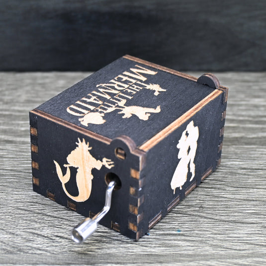 Little Mermaid Music Box UNDER THE SEA Music Box Manual Crank Wood Custom Handmade Unique Keepsake Gift Birthday Wedding Anniversary Ariel