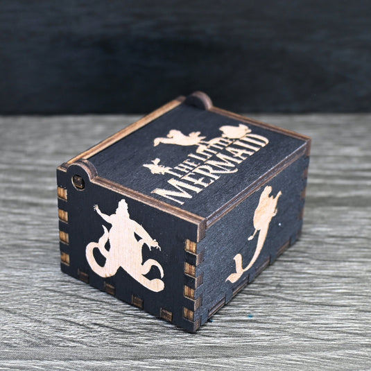 Little Mermaid Music Box UNDER THE SEA Music Box Manual Crank Wood Custom Handmade Unique Keepsake Gift Birthday Wedding Anniversary Ariel