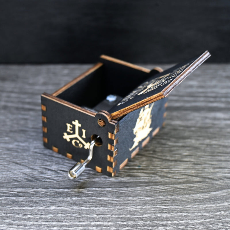 Load image into Gallery viewer, Pirates of the Caribbean Music Box Manual Crank Wood Custom Personalize Gift Engagement Birthday Wedding Anniversary Davy Jones Lullaby Song
