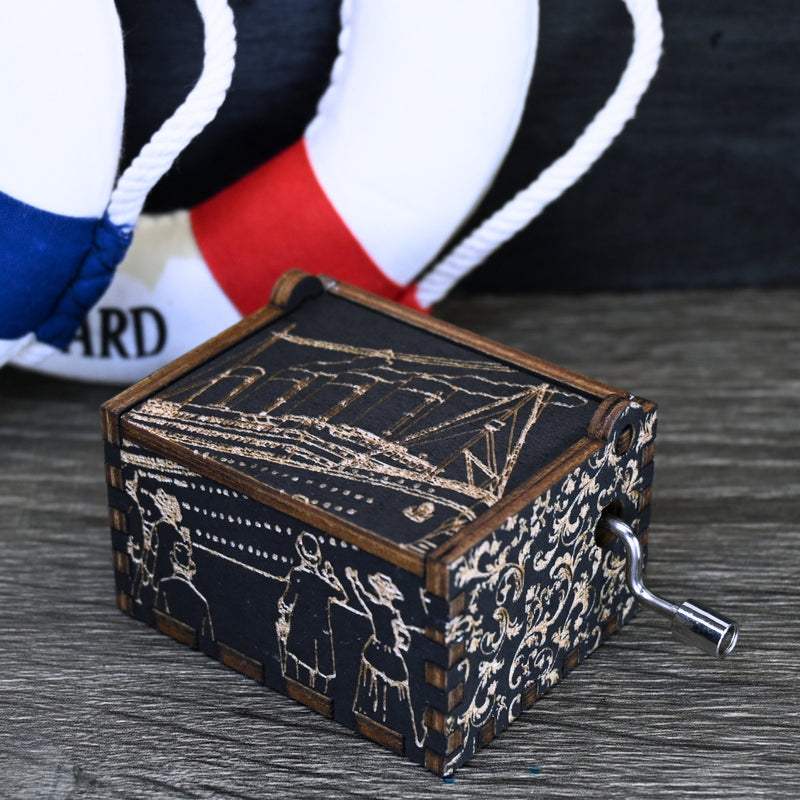 Load image into Gallery viewer, My Heart Will Go On Music Box Manual Crank | Titanic Handmade Wooden | Wedding Engagement Gift Christmas Anniversary | Unique Keepsake

