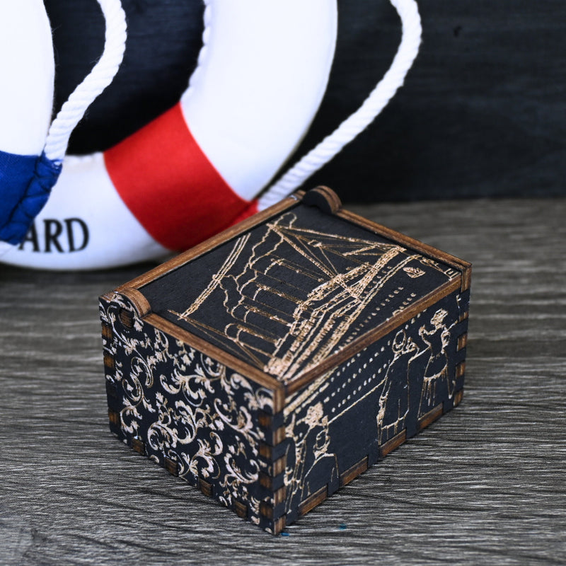 Load image into Gallery viewer, My Heart Will Go On Music Box Manual Crank | Titanic Handmade Wooden | Wedding Engagement Gift Christmas Anniversary | Unique Keepsake
