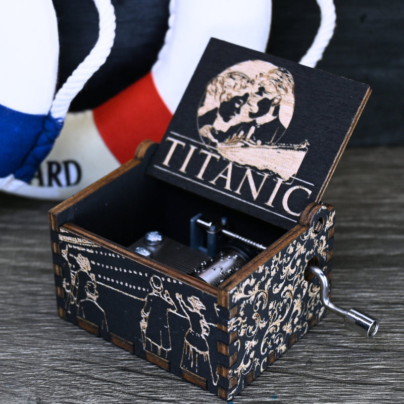 Load image into Gallery viewer, My Heart Will Go On Music Box Manual Crank | Titanic Handmade Wooden | Wedding Engagement Gift Christmas Anniversary | Unique Keepsake
