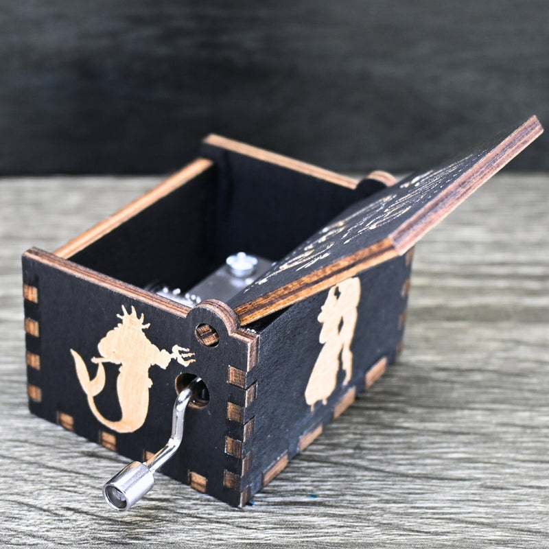Load image into Gallery viewer, Little Mermaid Music Box UNDER THE SEA Music Box Manual Crank Wood Custom Handmade Unique Keepsake Gift Birthday Wedding Anniversary Ariel
