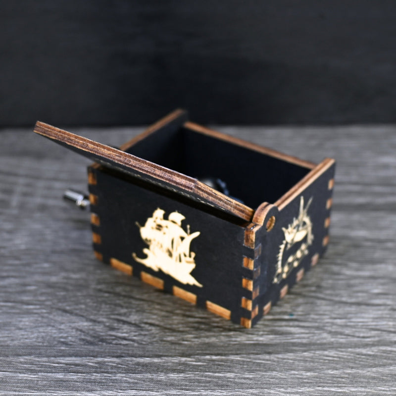 Load image into Gallery viewer, Pirates of the Caribbean Music Box Manual Crank Wood Custom Personalize Gift Engagement Birthday Wedding Anniversary Davy Jones Lullaby Song
