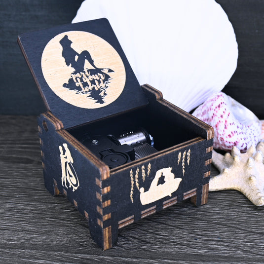 The Little Mermaid Music Box | Part of Your World Handmade Wooden Automatic Wind-Up Auto Engraved Custom | Birthday Wedding Anniversary