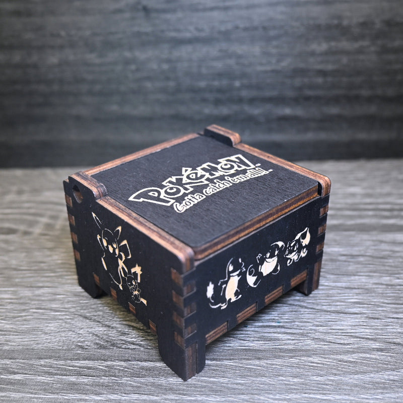 Load image into Gallery viewer, Pokemon Music Box Wooden Handmade Automatic Wind-Up Auto Personalize Customize Birthday Unique Gift Keepsake Gotta Catch Em All Theme Song
