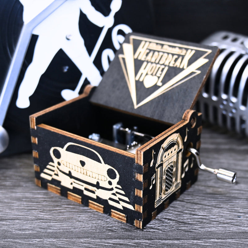 Load image into Gallery viewer, Heartbreak Hotel Music Box Elvis Music Box Manual Crank Customizable Elvis Presley Gift Birthday Anniversary Wedding Bridal Shower Gift Idea
