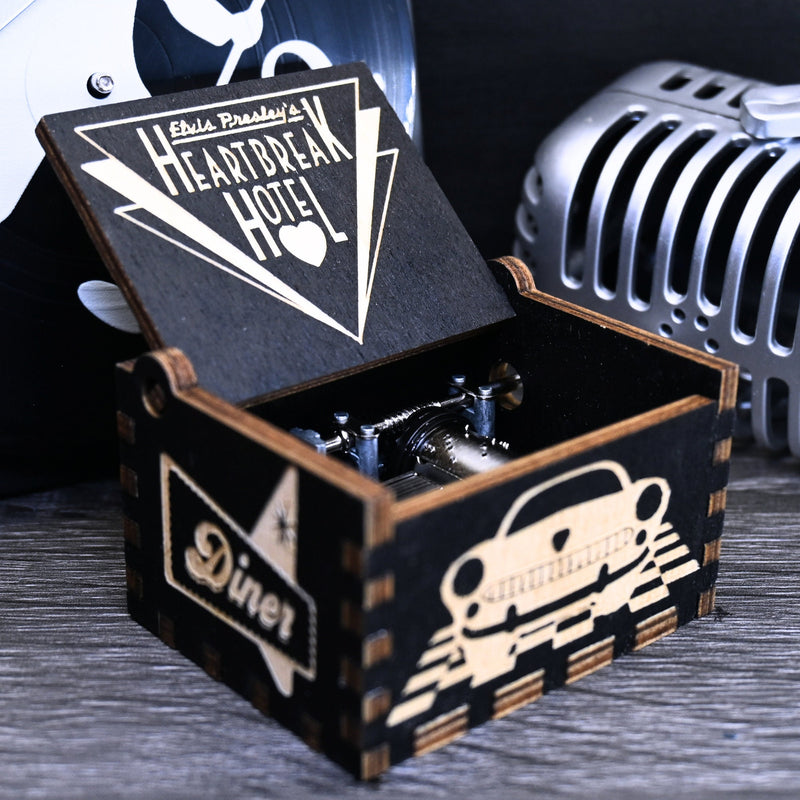 Load image into Gallery viewer, Heartbreak Hotel Music Box Elvis Music Box Manual Crank Customizable Elvis Presley Gift Birthday Anniversary Wedding Bridal Shower Gift Idea
