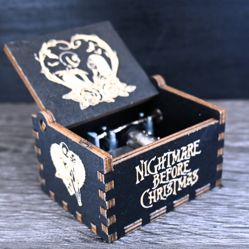 Load image into Gallery viewer, Nightmare Before Christmas Music Box Music Box Manual Crank Wooden Custom Handmade Keepsake Idea Birthday Surprise Gift SIMPLY MEANT to BE
